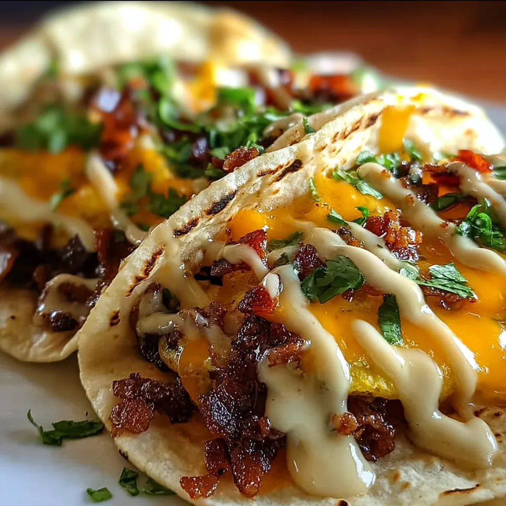 Ultimate Loaded Breakfast Tacos with Scrambled Eggs Crispy Bacon and Fresh Toppings - tertiary view
